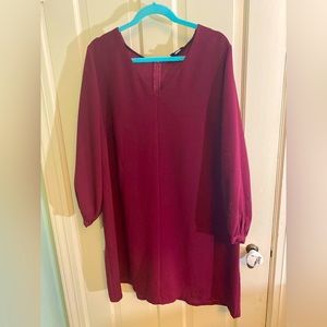 Eloquii 18 dress red burgundy long sleeve v-neck beautiful drape